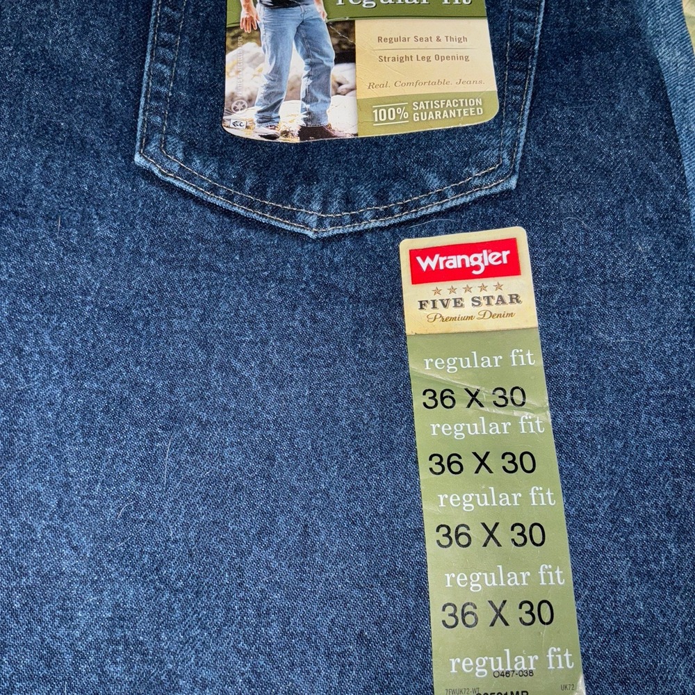 Wrangler New With Tags Blue Jeans Mens 36 X 30 Regular Fit 36x12x31